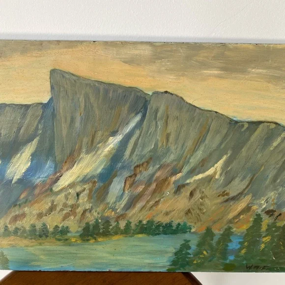 vintage original mountain landscape oil painting mountain scene - Picture 4 of 8